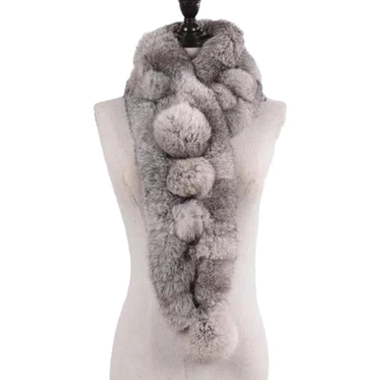 Echarpe Fourrure Femme Gris 100cm