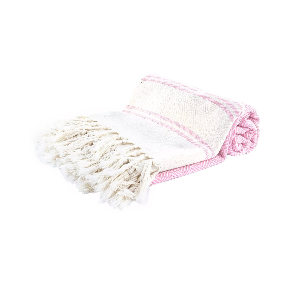 Fouta de Plage Rayures Asymétriques et Franges roulé avec franges - Rose - Gris - Vert - Bleu - Jaune