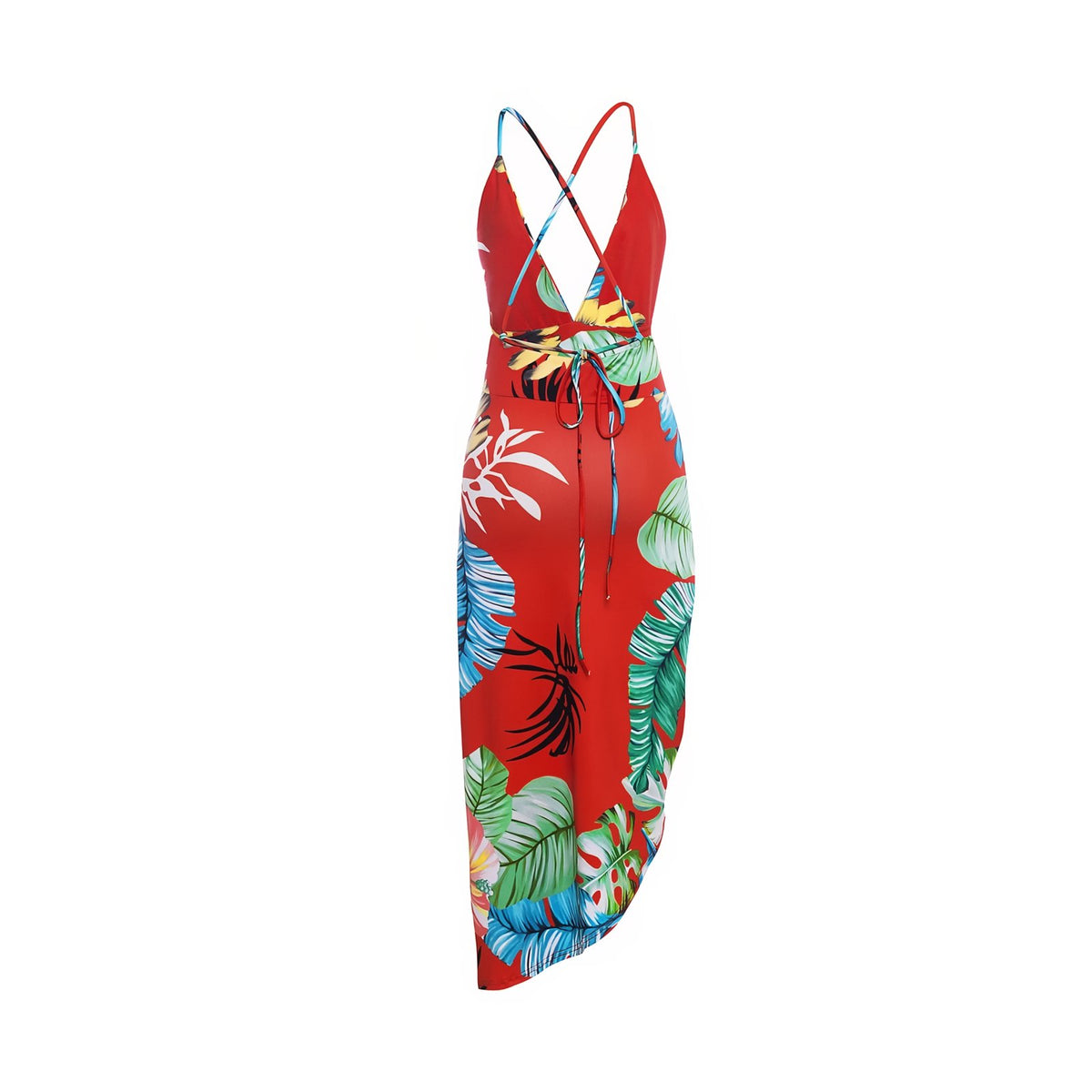 Robe de Plage Imprimé Tropical vue latérale - Rouge
