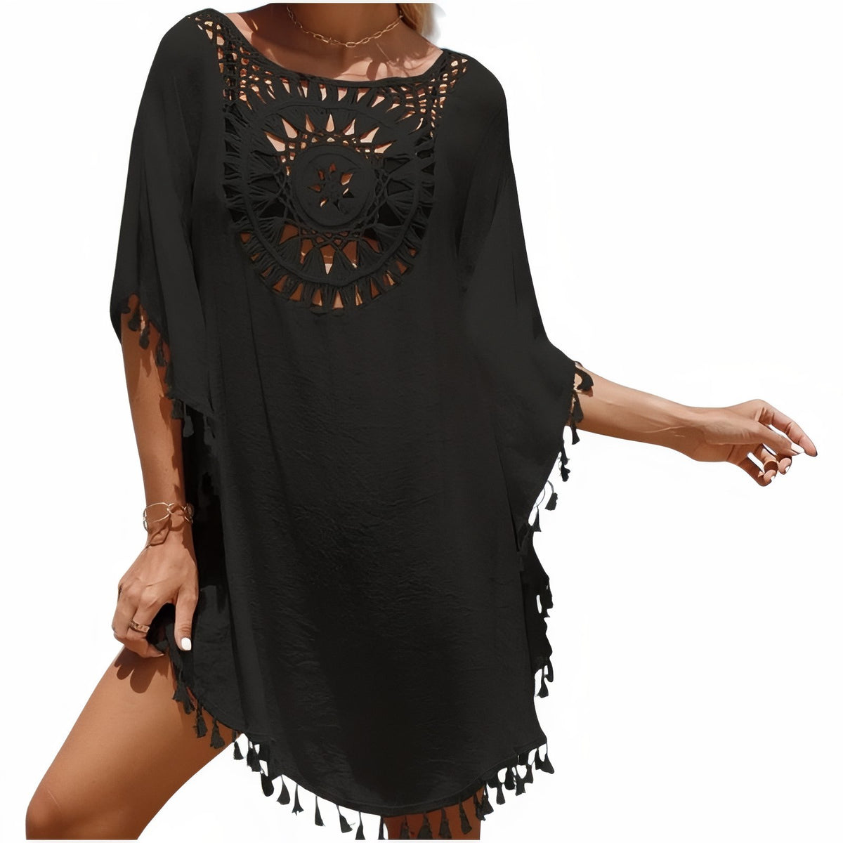 Robe de Plage Motif Attrape Rêve - Noir - Unique