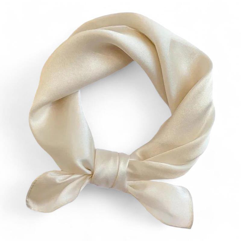 Carré De Soie Pour Homme Crème Satiné 53*53cm