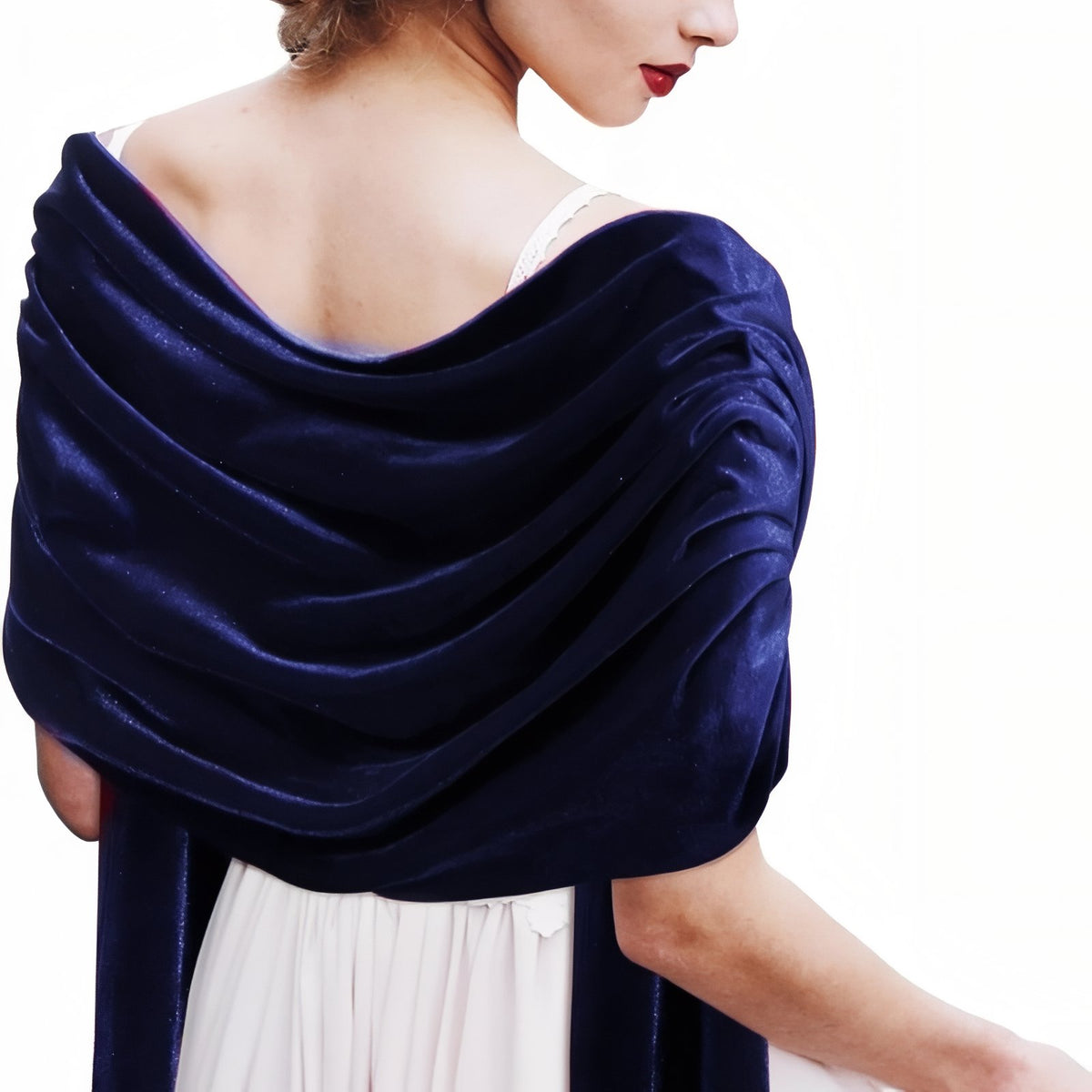 Châle Etole Chic Velours - Bleu Marine - 70×180cm