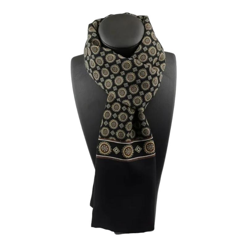 Foulard Cou pour Homme Noir et Or 130X28cm