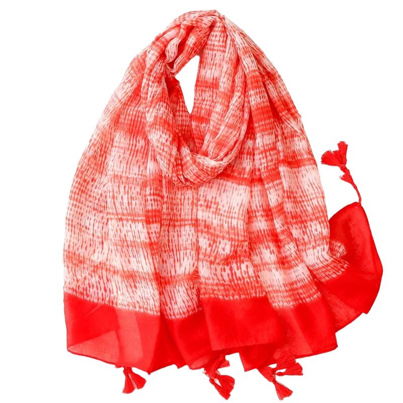 Chèche Pompon Rouge et Blanc 180*90cm