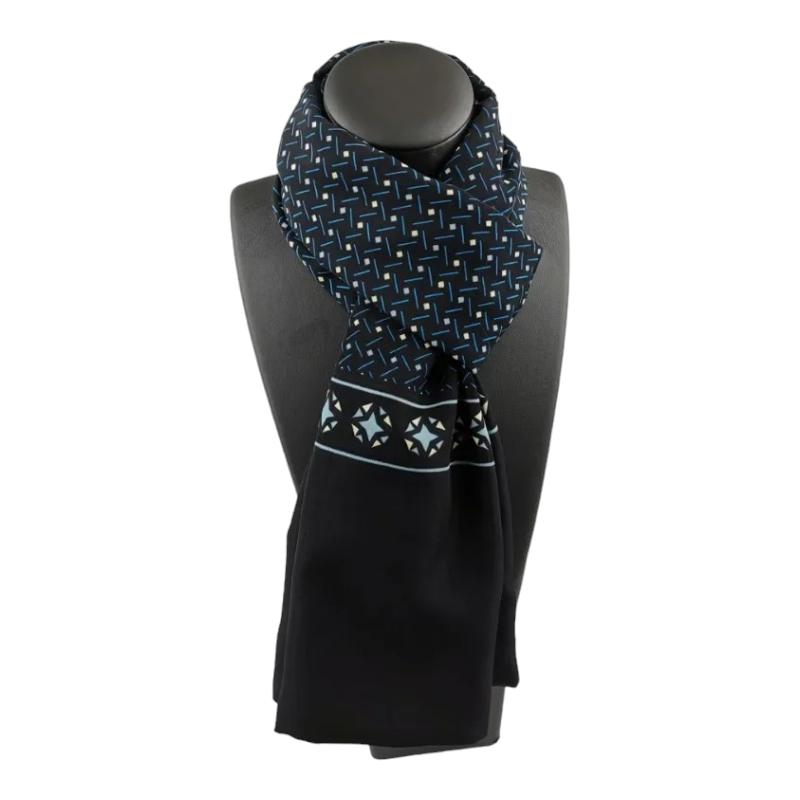 Echarpe Foulard pour Homme Bleu et Noir 130*28cm