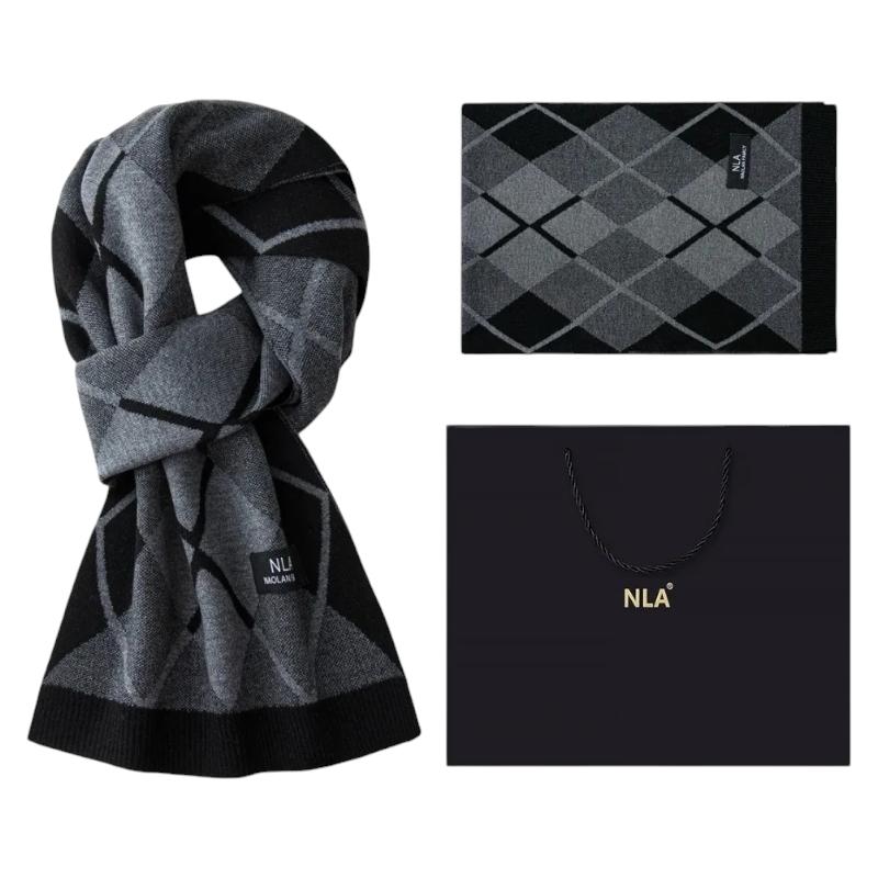 Echarpe pour Costume Homme - Gris Sombre et Noir - 180*30cm