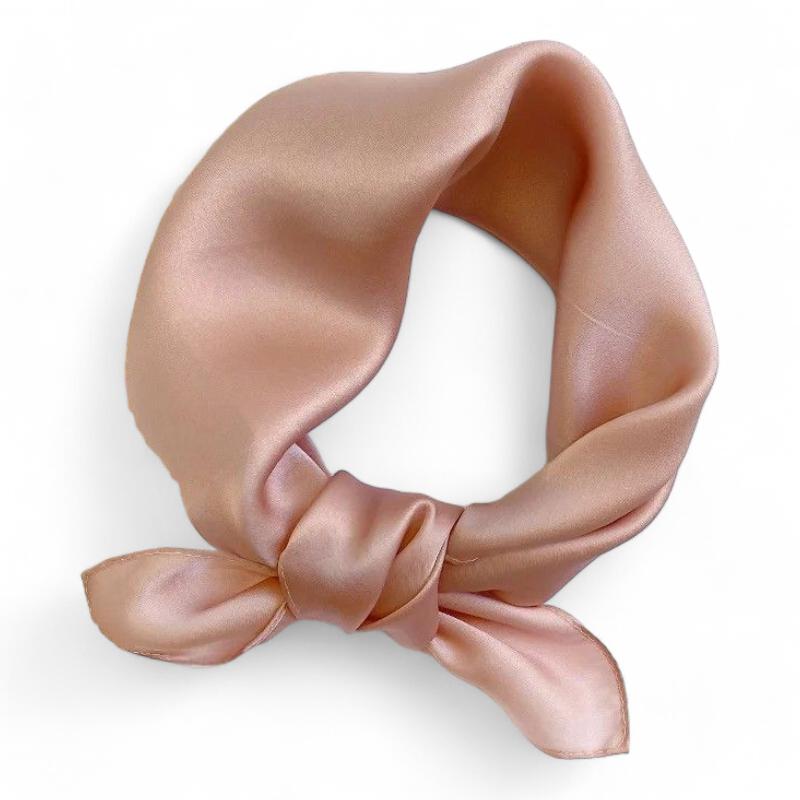 Petit Foulard en Soie Femme Rose Poudré 53*53cm