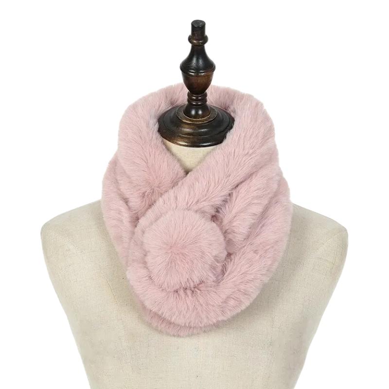 Echarpe Fausse Fourrure Femme Rose Poudré 