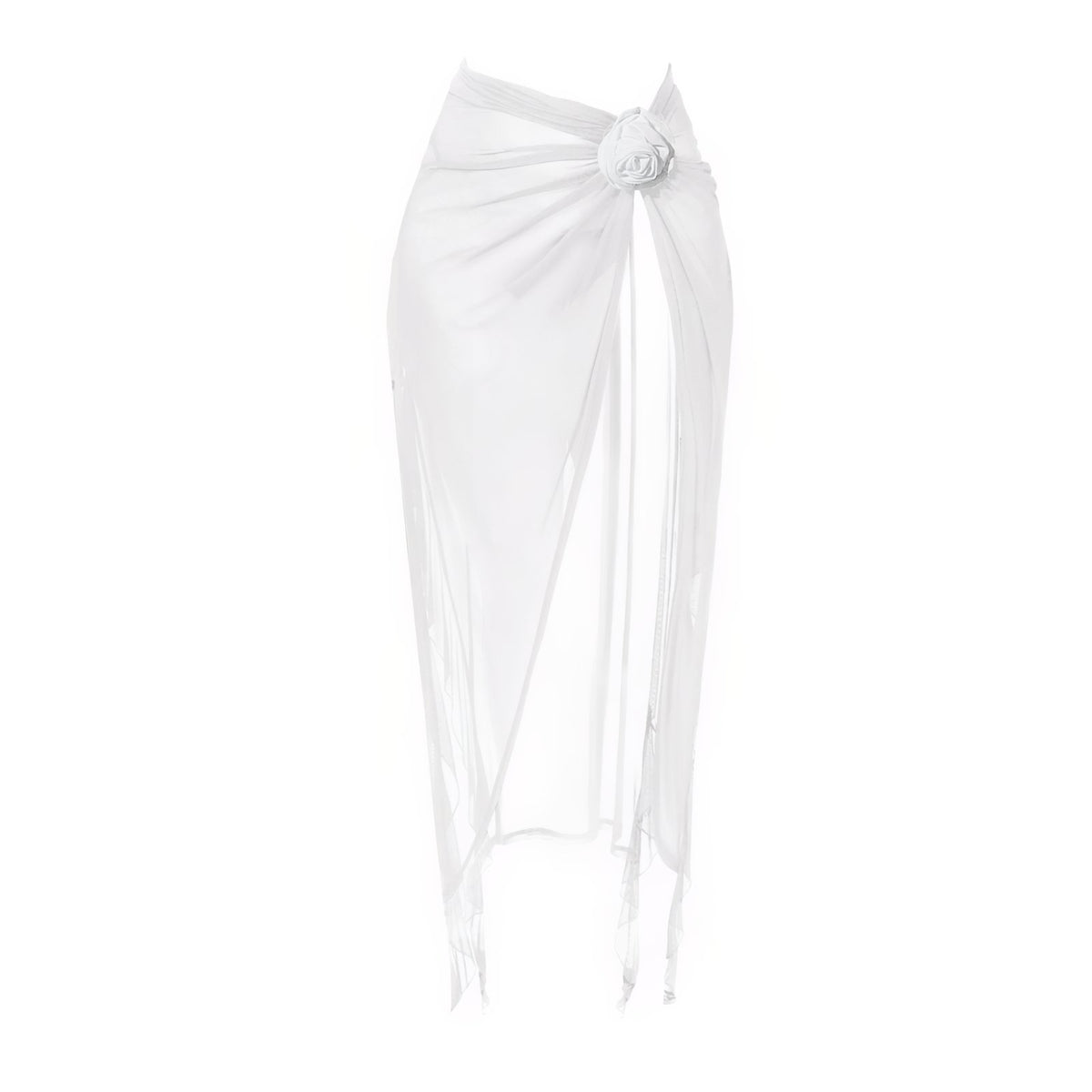 Sarong Long à Noeud et Couleur Unie - Blanc