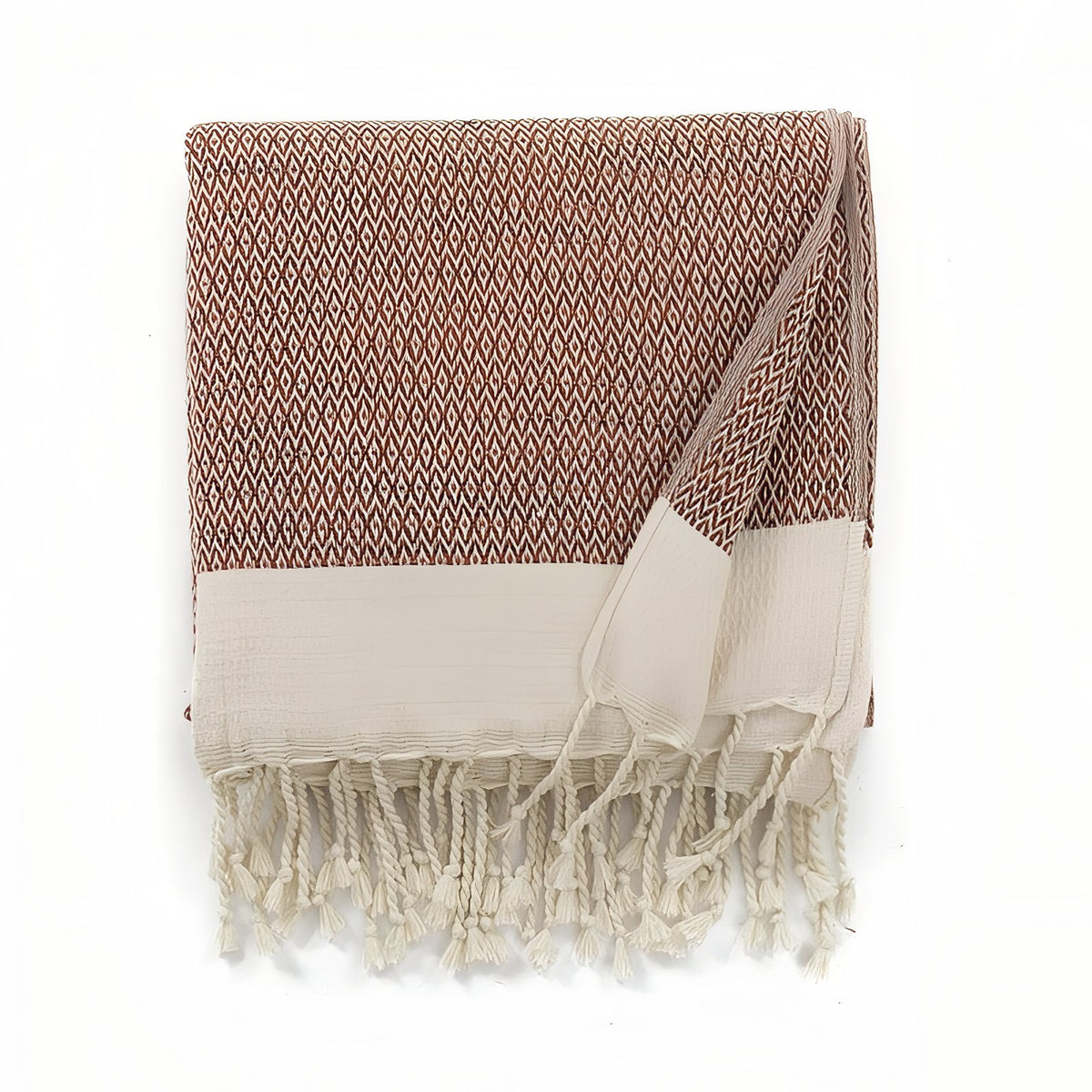 Serviette Fouta de Plage à Motif - Marron - 180*125cm