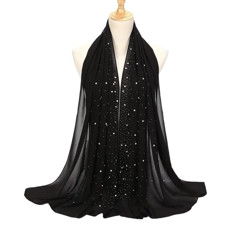 Etole de Soirée en Mousseline Noir Étoilé 75*175cm
