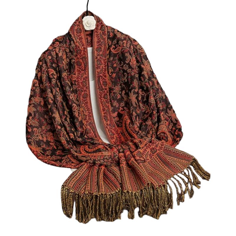 Foulard Indien Femme Rouge et Noir 