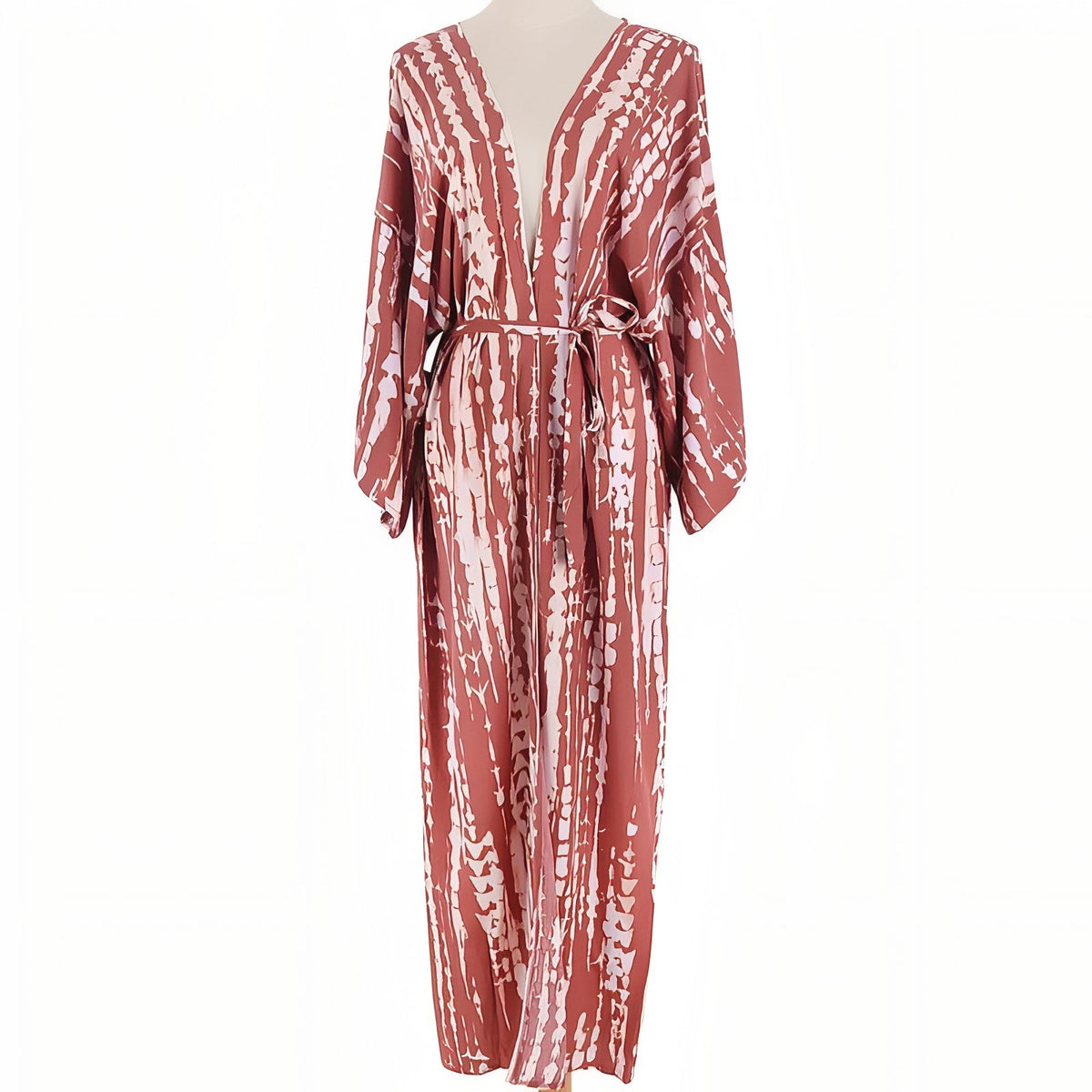 Kimono de Plage Tie and Dye Manches Longues - Rose Clair - Unique