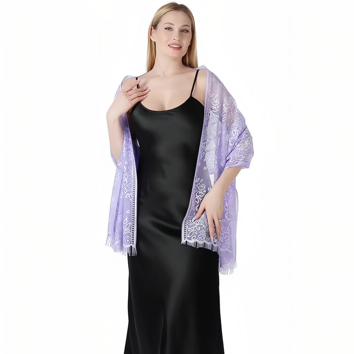 Etole de Soirée Femme portée sur les épaules - Doré - Lavande - Rose - Ivoire - Rose Poudré - Beige Doré - Vert Sauge - Blanc - Noir - Taupe - Beige et Doré - Bleu Marine - Violet Foncé