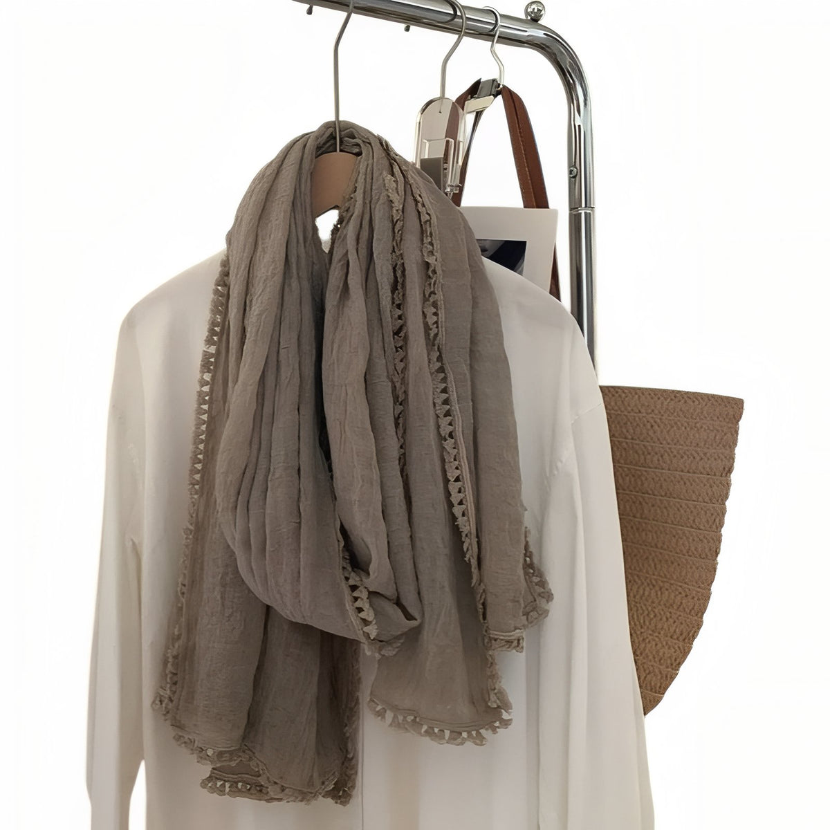 Foulard Effet Froissé - Taupe - 90*190cm