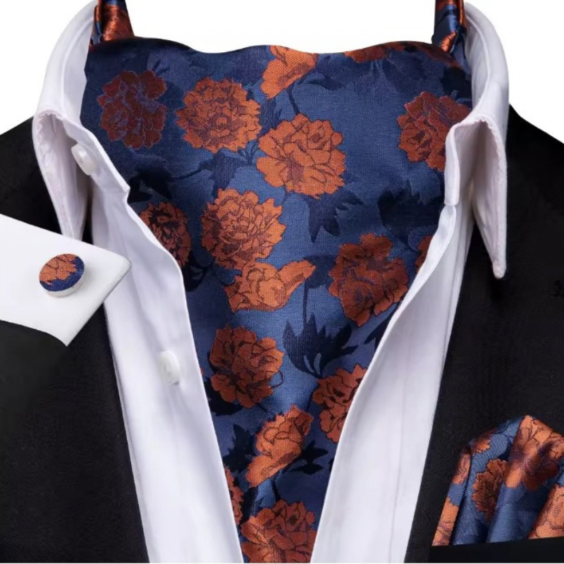 Cravate Ascot Mariage - Bleu Marine et Cuivre