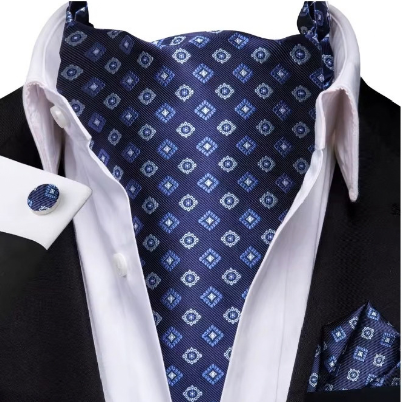 Cravate Ascot Mariage - Bleu Marine à Médaillons