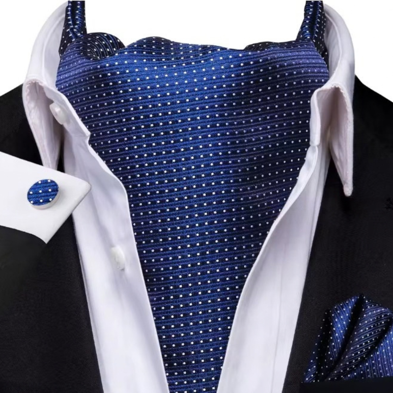 Cravate Ascot Mariage - Bleu Roi à Pois