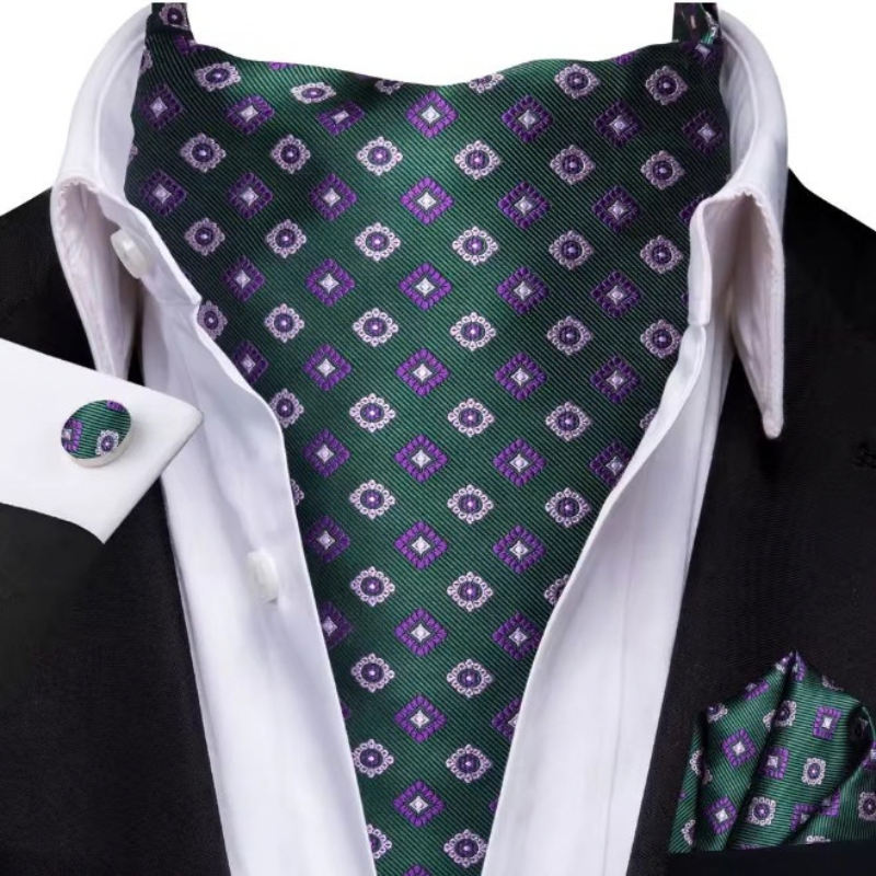 Cravate Ascot Mariage - Vert et Violet