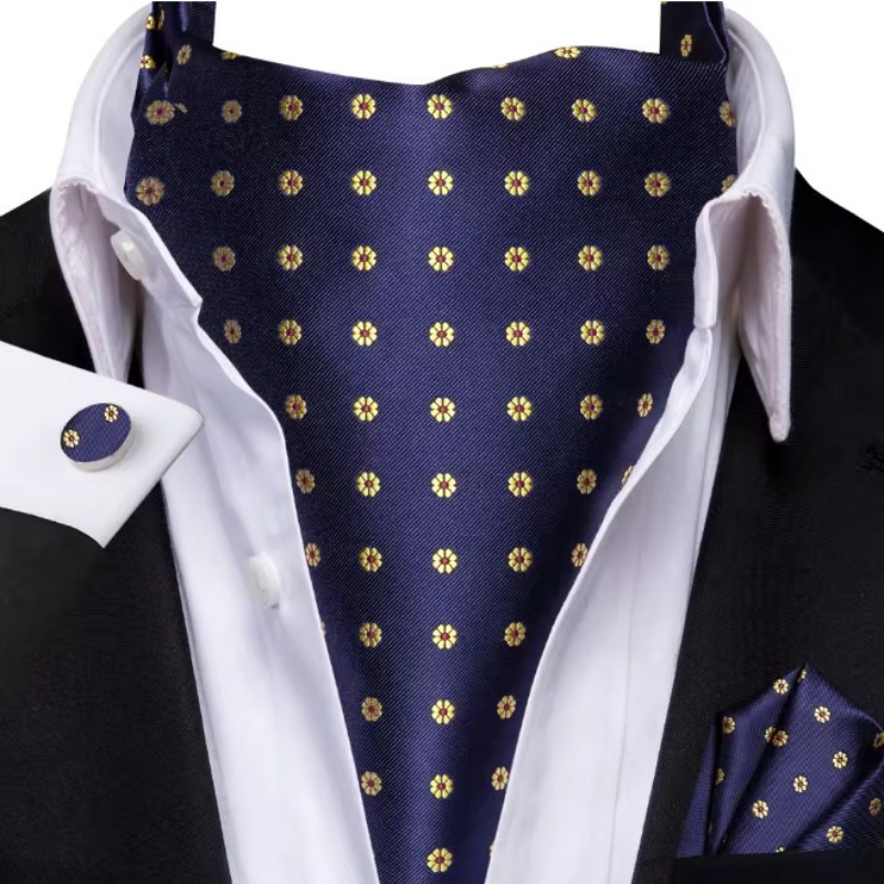 Cravate Ascot Soie - Bleu Marine
