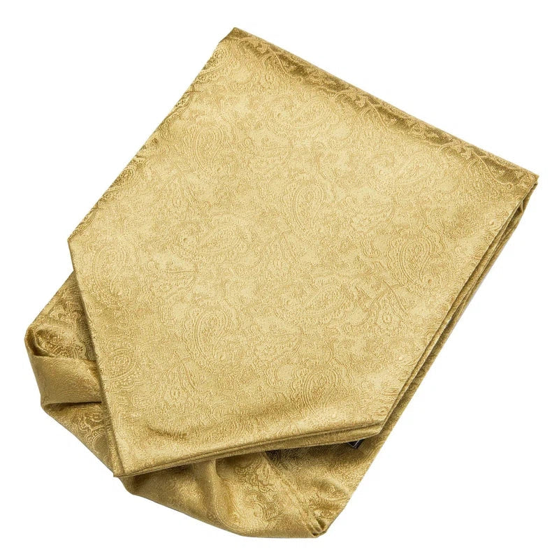 Cravate Ascot Soie Doré drapé