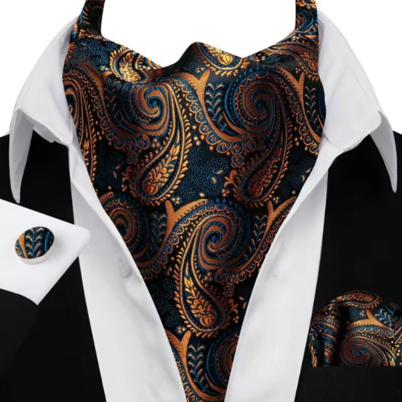 Cravate Ascot - Turquoise et Cuivre