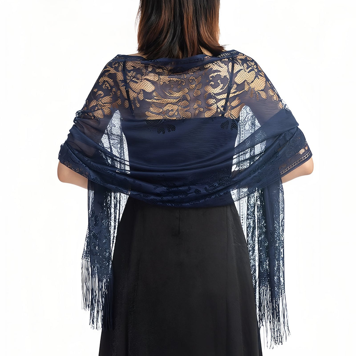 Etole Cérémonie Femme Dentelle - Bleu Marine - 185*65cm