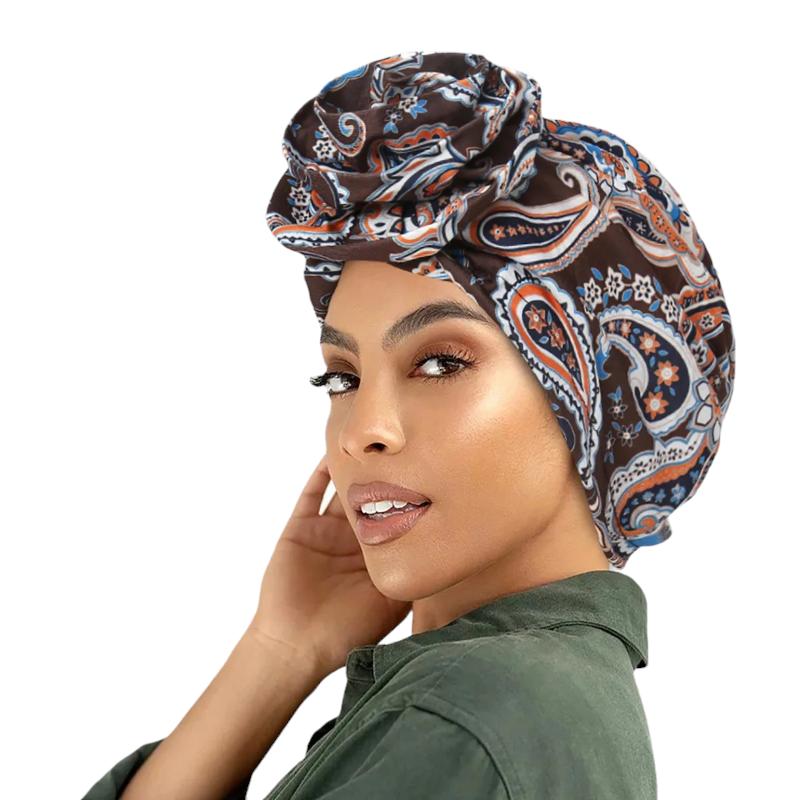 Foulard Turban Marron et Bleu 