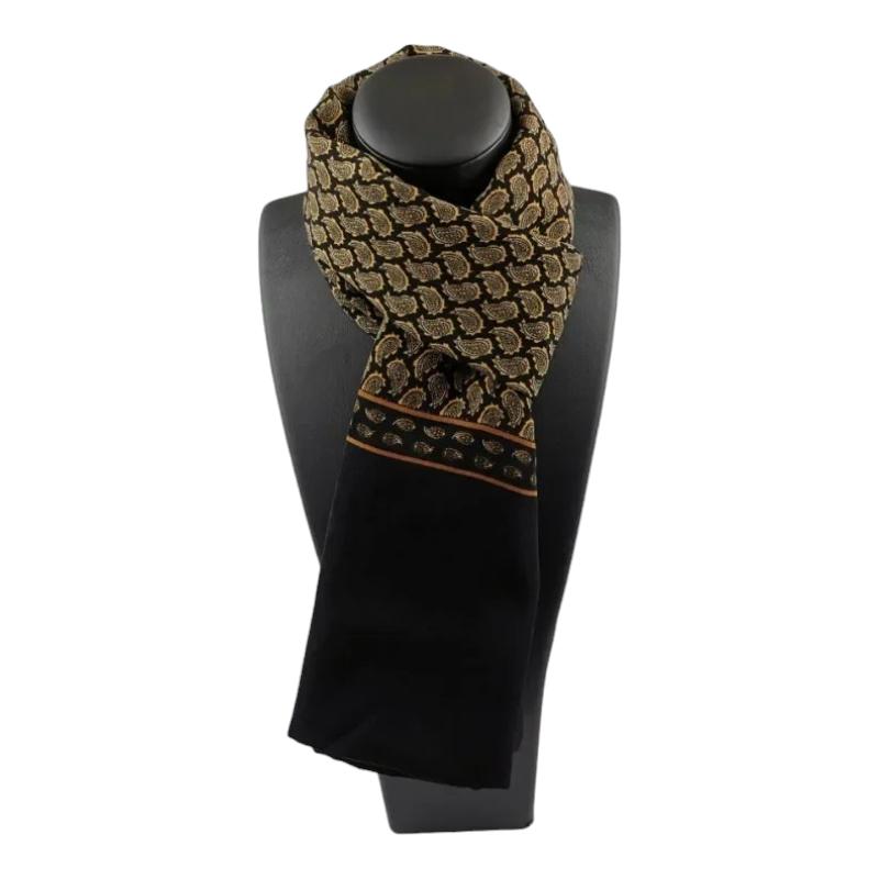 Foulard Cou pour Homme Noir et Doré 130X28cm