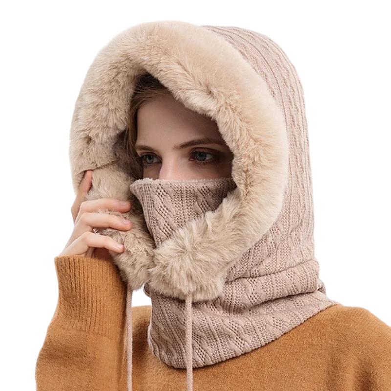 Echarpe Capuche Femme Beige 