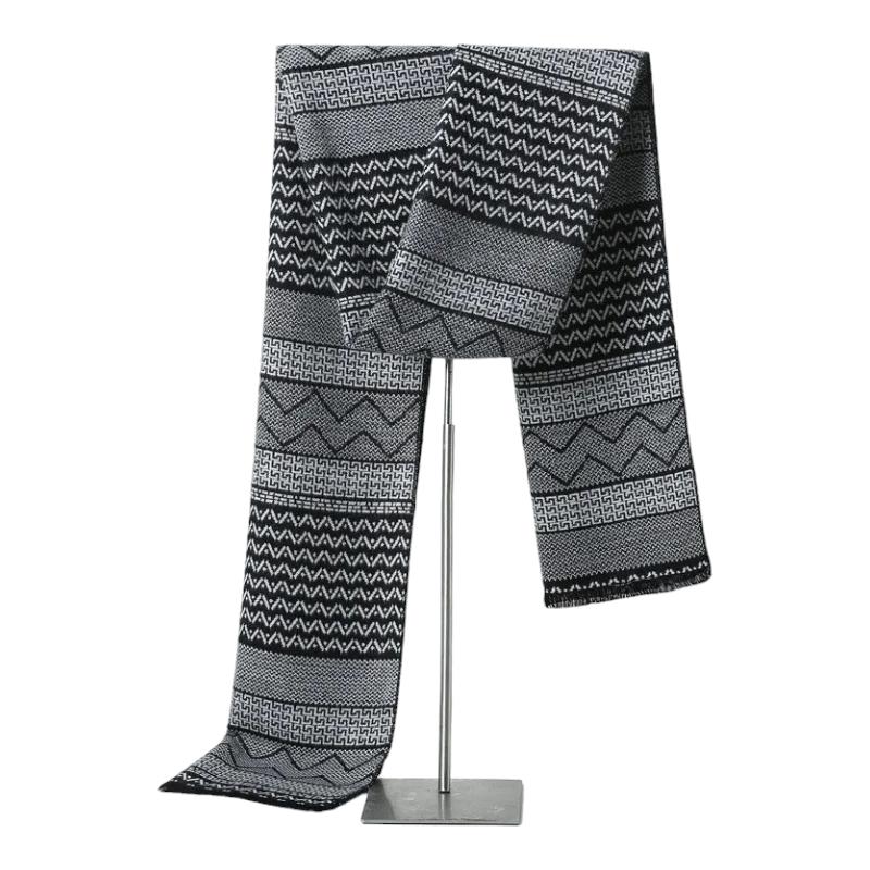 Echarpe Cachemire Homme Grise Noir et Blanc 180*30cm