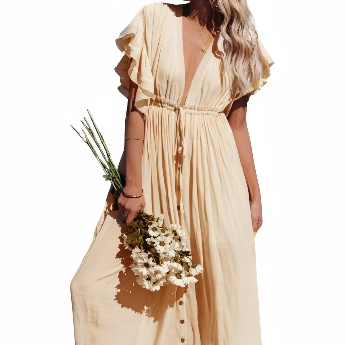 Robe de Plage Style Oversize - Beige - Unique