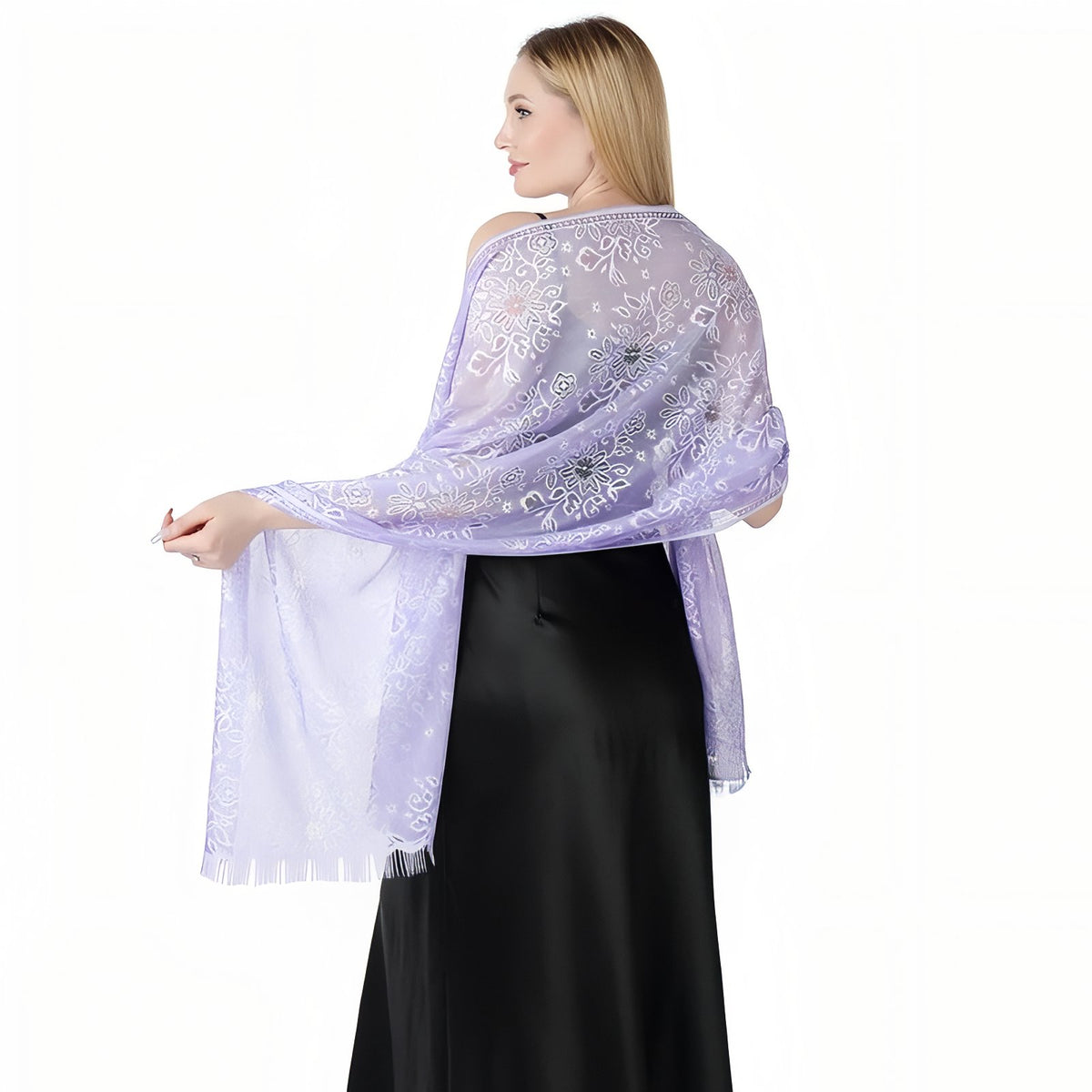 Etole de Soirée Femme portée sur les épaules - Doré - Lavande - Rose - Ivoire - Rose Poudré - Beige Doré - Vert Sauge - Blanc - Noir - Taupe - Beige et Doré - Bleu Marine - Violet Foncé