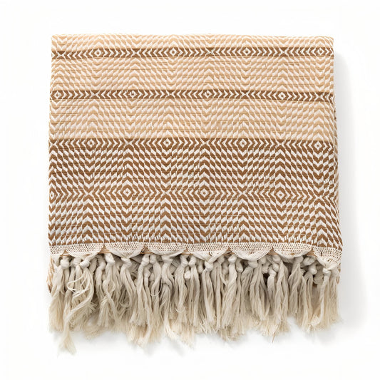 Fouta de Plage Nid d'Abeille - Marron - 130x180cm