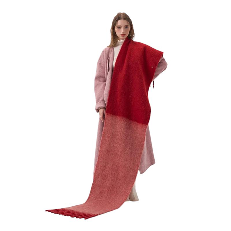 Grosse Echarpe Plaid Femme Rouge et Terracotta 45x240cm