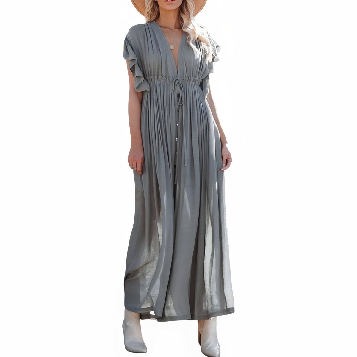 Robe de Plage Style Oversize - Gris - Unique