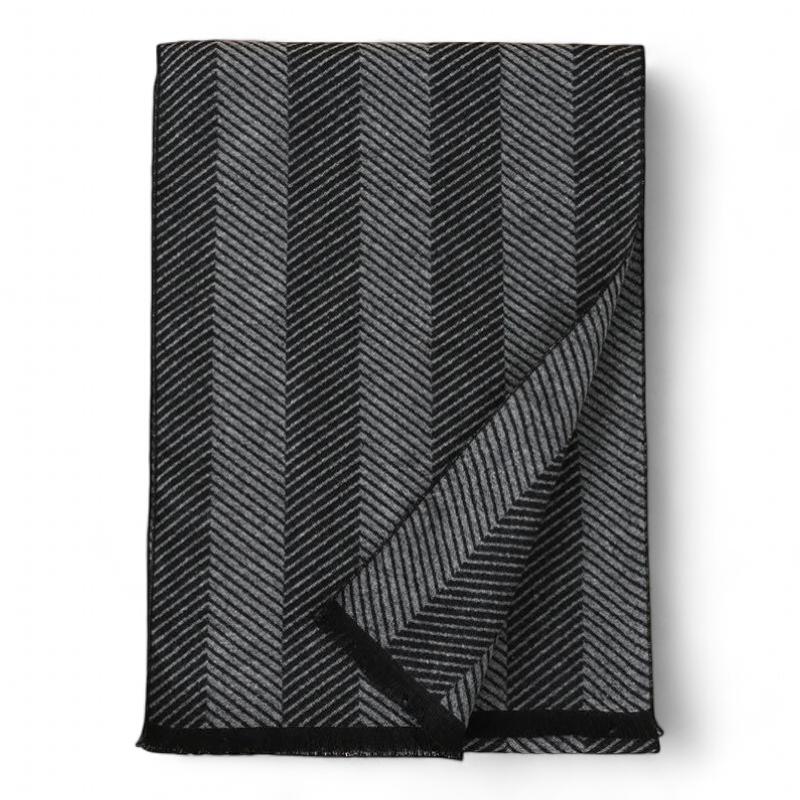 Belle Echarpe Pour Homme Noir et Gris Foncé 180x30cm