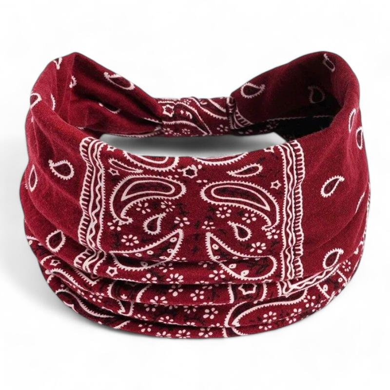 Bandana Bandeau Croisé Bordeaux et Blanc 
