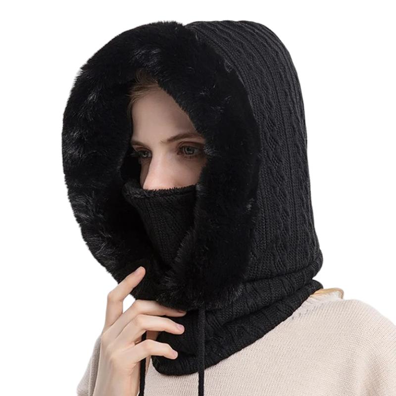 Echarpe Capuche Femme Noir 
