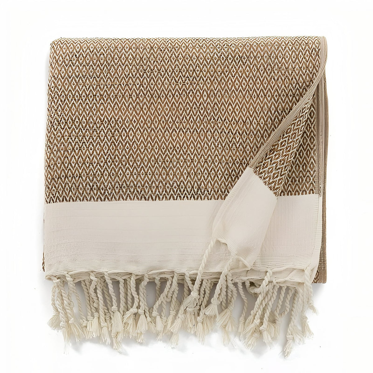 Serviette Fouta de Plage à Motif - Taupe - 180*125cm