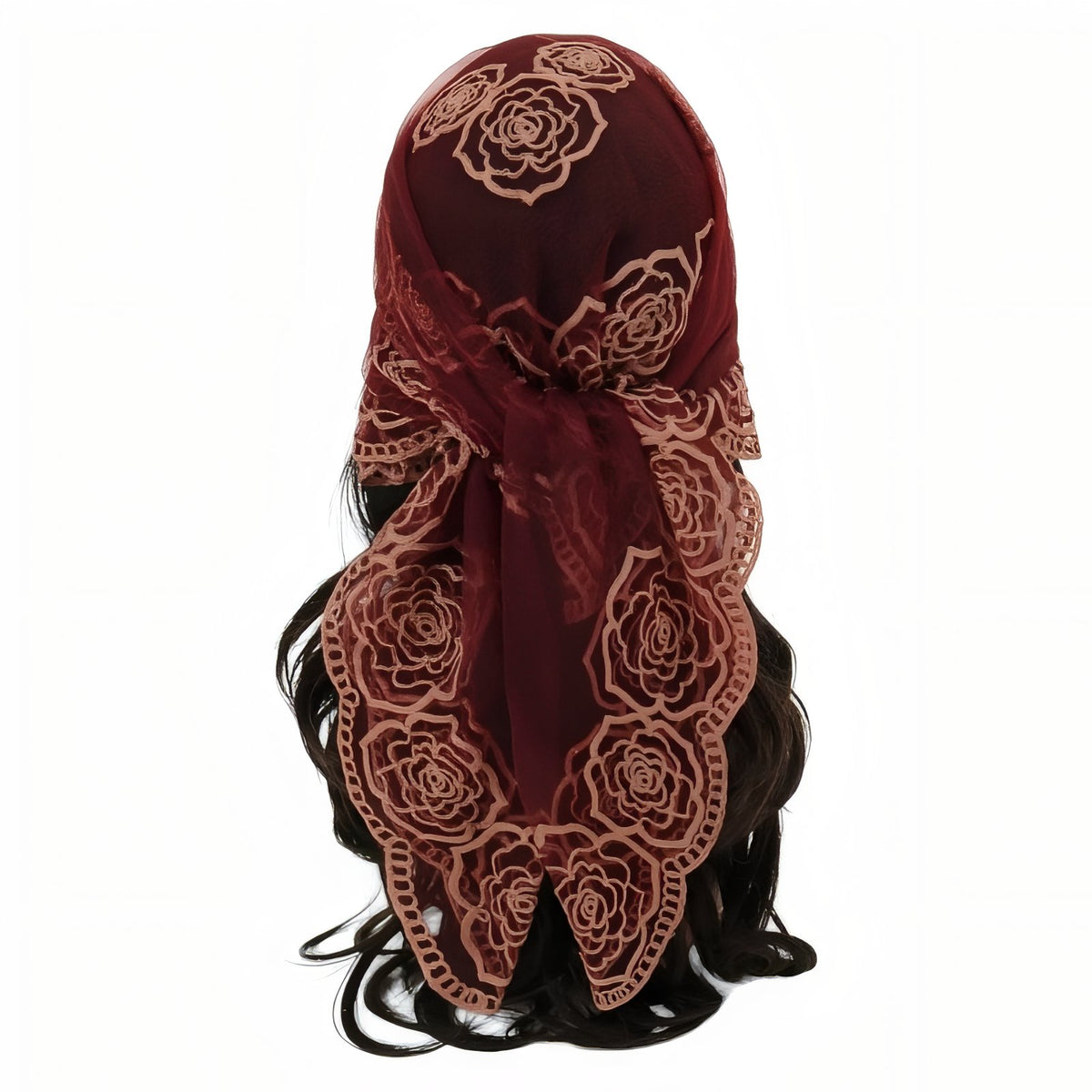 Foulard Cheveux Dentelle - Bordeaux - 80*80cm