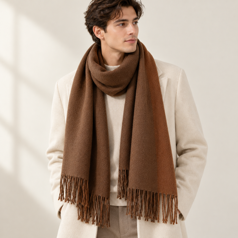 Echarpe Bicolore porté homme - coloris marron et chocolat