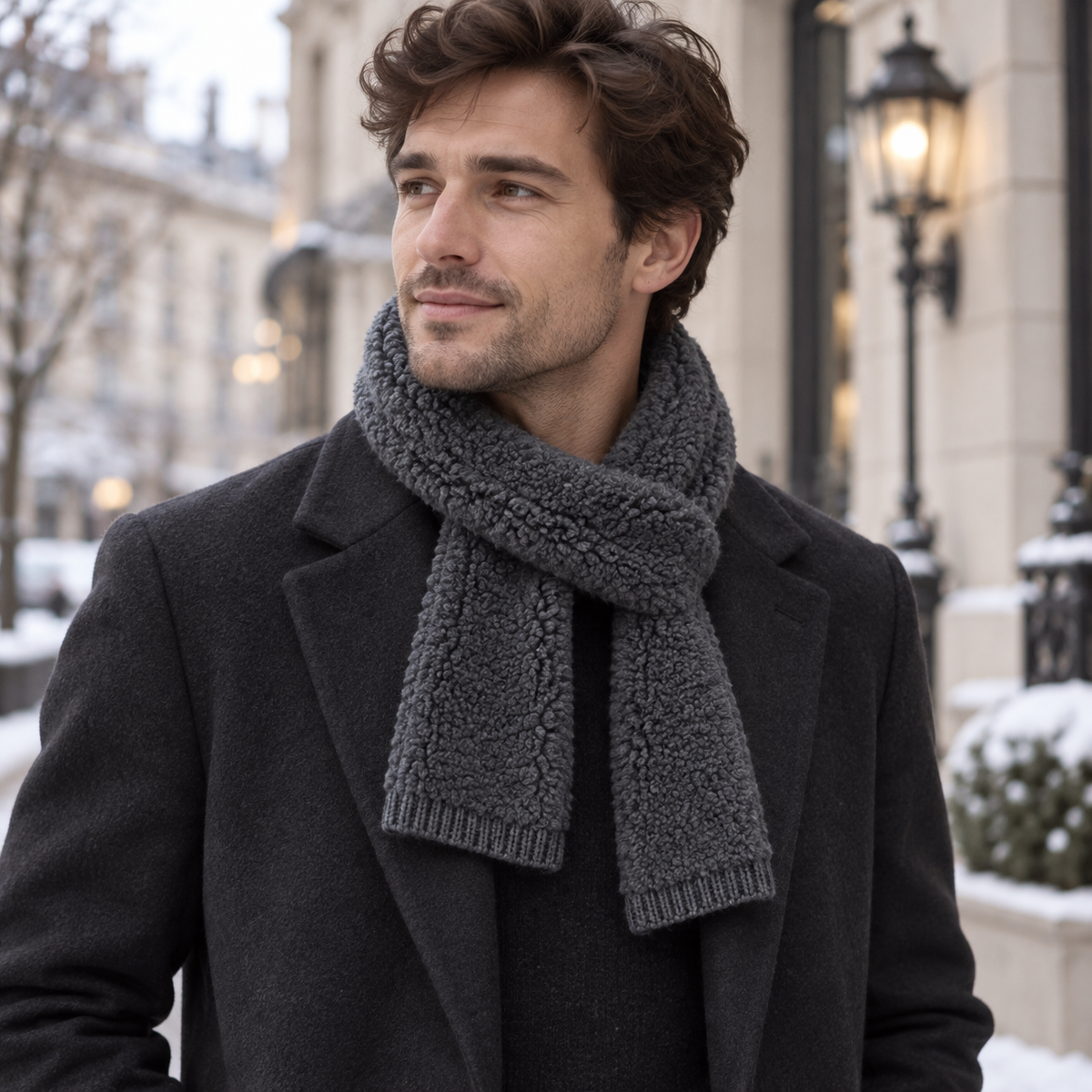 Écharpe Cachemire Tricotée - Gris Anthracite - Portée