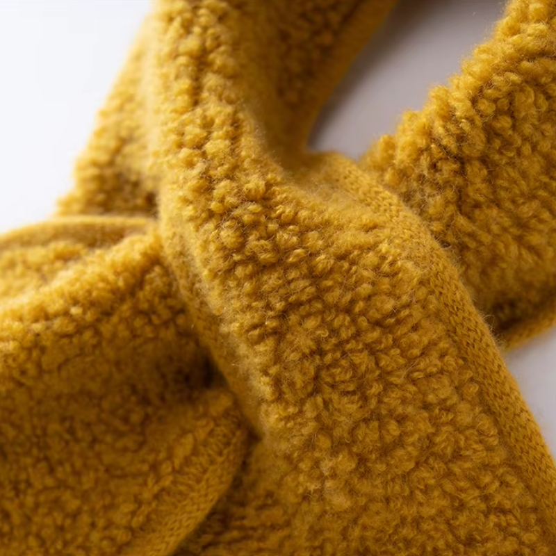 Écharpe Cachemire Tricotée - Jaune Moutarde - Détail maille