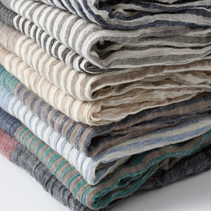 Chèche en Coton Froissé - plusieurs coloris pliés en pile