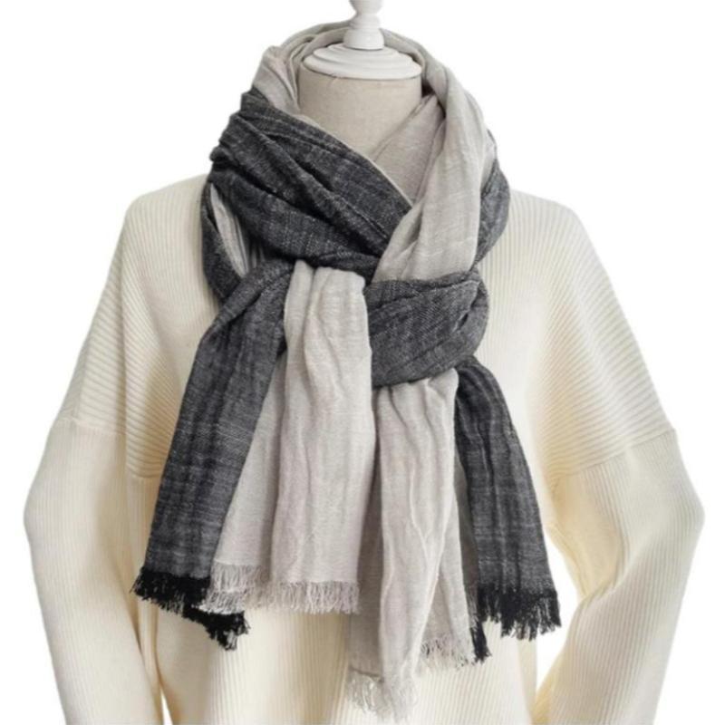 Chèche en Coton pour Homme - Gris Perle et Noir Charbon