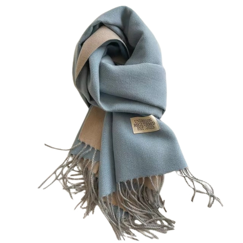 Écharpe Deux Couleurs Bleu Pâle et Beige Clair