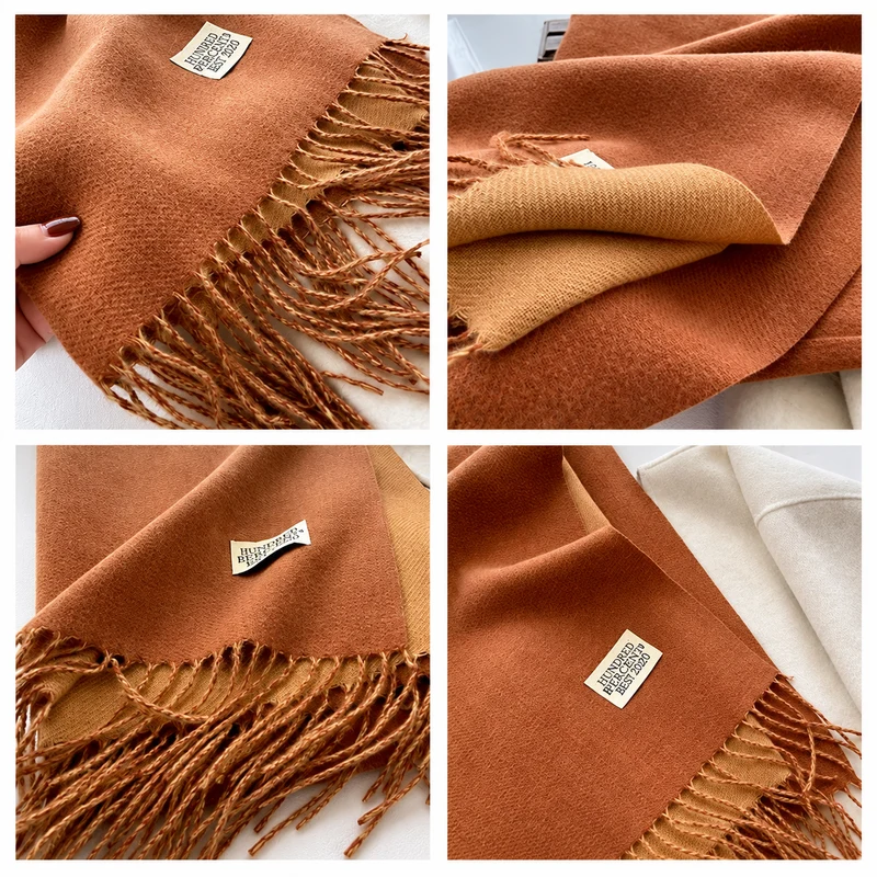 Écharpe Deux Couleurs - détail texture coloris caramel