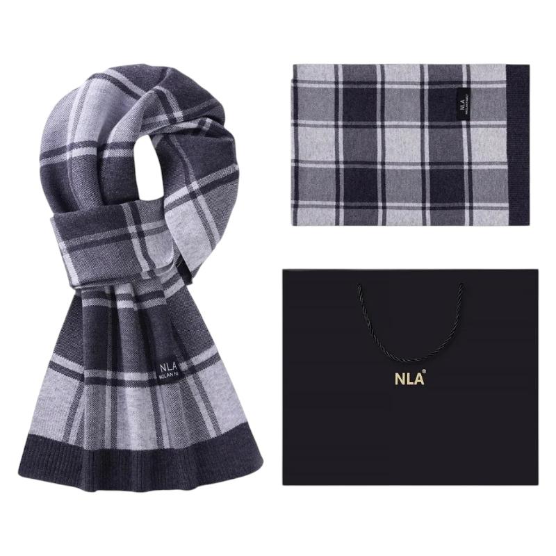 Echarpe pour Costume Homme - Gris Sombre et Gris Clair - 180*30cm