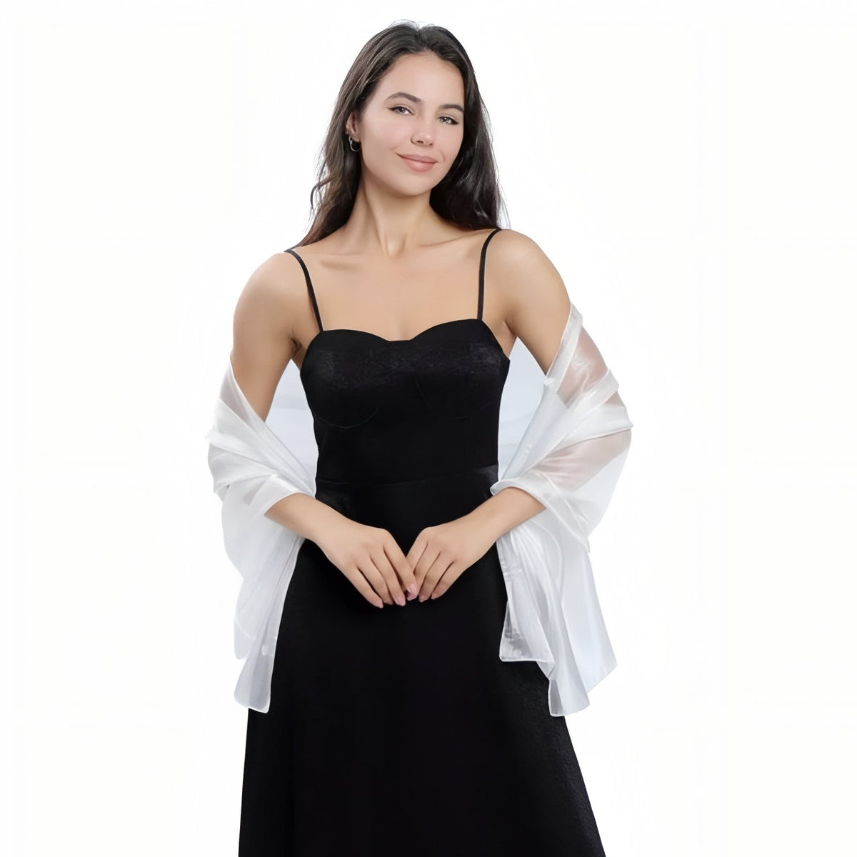 Etole Châle Pour Mariage portée sur les épaules - Gris Argenté - Saumon - Noir - Rose - Doré - Ivoire - Vert - Bleu Marine - Café - Rouge - Gris Foncé - Bordeaux